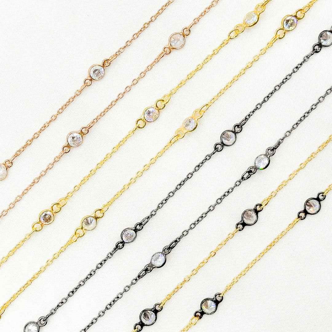 Cubic Zirconia Round Shape Connected Chain. CZ62