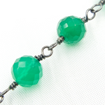 Load image into Gallery viewer, Green Onyx Rondel Faceted Shape Oxidized Wire Chain. GRE6