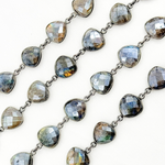 Load image into Gallery viewer, Coated Labradorite Triangle Shape Bezel Oxidized Wire Chain. CLB9