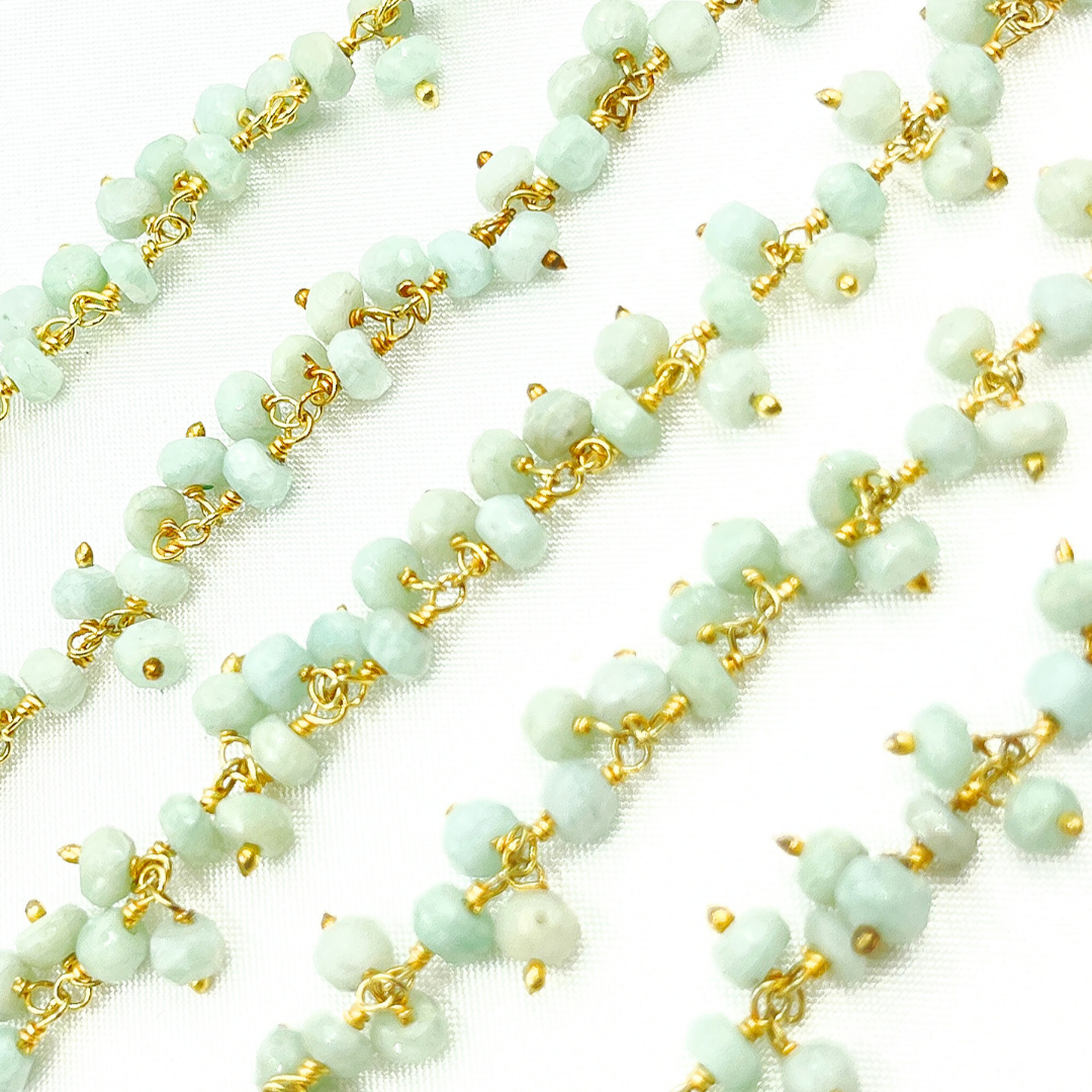 Amazonite Cluster Dangle Gold Plated Wire Chain. AMZ23