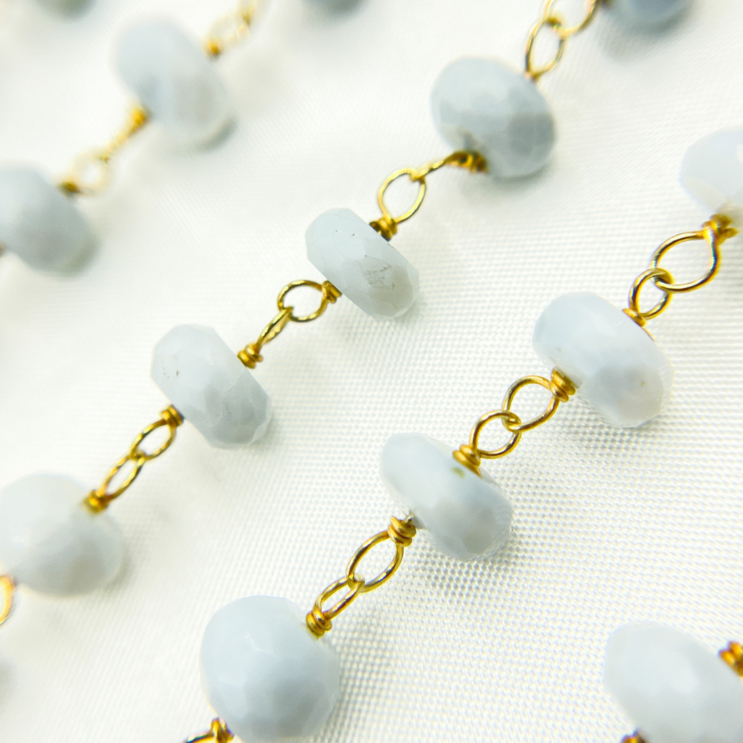 Blue Opal Gold Plated Wire Chain. BLO4