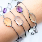 Load image into Gallery viewer, Multi Gemstone Organic Shape Connected Wire Chain. MGS7