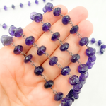 Load image into Gallery viewer, Amethyst Oxidized 925 Sterling Silver Wire Chain. AME12