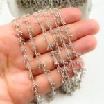 Load image into Gallery viewer, Coated Grey Moonstone Cluster Dangle 925 Sterling Silver Wire Chain. CMS93