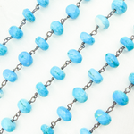 Load image into Gallery viewer, Turquoise Rondel Oxidized Wire Chain. TRQ33