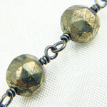 Load image into Gallery viewer, Pyrite Small Coin Shape Oxidized Wire Chain. PYR44