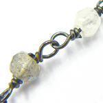 Load image into Gallery viewer, Labradorite + White Moon Stone Black Rhodium 925 Sterling Silver Wire Chain. LAB58