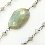 Load image into Gallery viewer, Labradorite Oxidized Wire Chain. LAB61