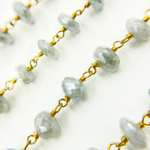 Load image into Gallery viewer, Coated Milky Aquamarine Gold Plated Wire Chain. AQU17
