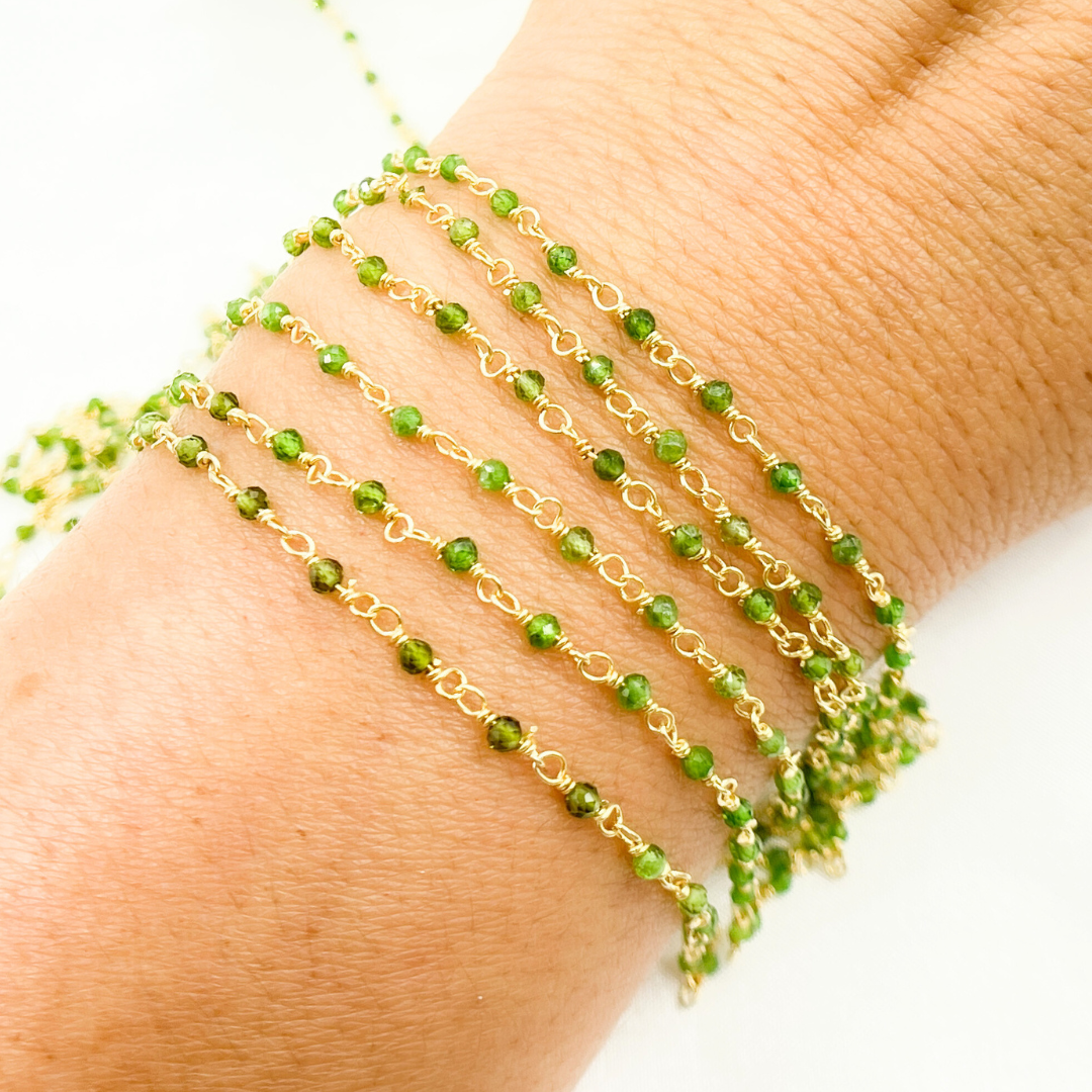 Chrome Diopside Wire Wrap Chain. CHR1
