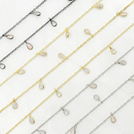 Load image into Gallery viewer, Created White Opal + CZ Pear Shape Dangle Chain. CWO14