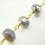 Load image into Gallery viewer, Coated Grey Moonstone Gold Plated Wire Chain. CMS81