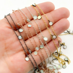 Load image into Gallery viewer, Created White Opal Round Shape Dangle Chain. CWO8