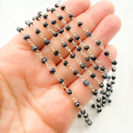 Load image into Gallery viewer, Coated Black Spinel 925 Sterling Silver Wire Chain. CBS24