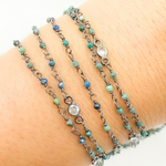 Load image into Gallery viewer, Chrysocolla and C.Z. Oxidized Wire Chain. CSO7