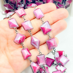 Load image into Gallery viewer, Coated Red Quartz Rectangle Shape Bezel Oxidized Wire Chain. CQU48