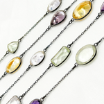 Load image into Gallery viewer, Multi Gemstone Organic Shape Connected Wire Chain.