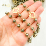 Load image into Gallery viewer, Pyrite With Marquis Shape Gold Plated Wire Chain. PYR51