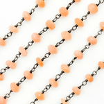 Load image into Gallery viewer, Peach Moonstone Oxidized Wire Chain. MS26