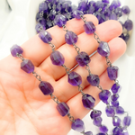 Load image into Gallery viewer, Amethyst Organic Shape Oxidized Wire Chains