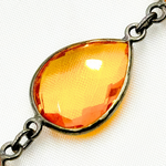 Load image into Gallery viewer, Hydro Quartz Citrine Color Pear Shape Bezel Oxidized Wire Chain. HQ1