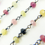 Load image into Gallery viewer, Multi Sapphire Faceted Oxidized Wire Chain. MSA15