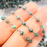 Load image into Gallery viewer, Chrysocolla Black Rhodium 925 Sterling Silver Wire Chain. CSO5