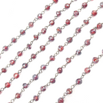 Load image into Gallery viewer, Coated Garnet Moonstone Black Rhodium 925 Sterling Silver Wire Chain