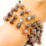 Load image into Gallery viewer, Chocolate Moonstone Gold Plated Wire Chain. MS58