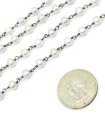 Load image into Gallery viewer, Grey Freshwater Pearl Wire Wrap Chain. PRL29