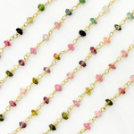 Load image into Gallery viewer, Multi Tourmaline Gold Plated Wire Chain. MTO7

