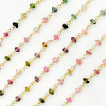 Load image into Gallery viewer, MTO7. Multi Tourmaline Gold Plated Wire Chain