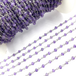 Load image into Gallery viewer, Amethyst Gemstone Oxidized 925 Sterling Silver Wire Chain. AME8