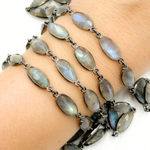 Load image into Gallery viewer, Labradorite Oval Shape Bezel Oxidized Wire Chain. LAB27