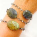 Load image into Gallery viewer, Labradorite Oxidized Wire Chain. LAB61