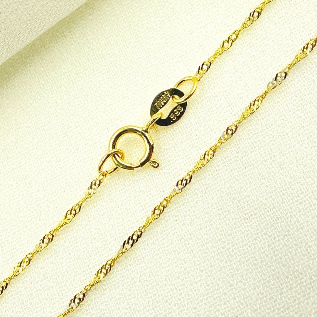 14k Two Tone (Yellow and White) Solid Gold Wheat Chain. 018G252CLMSIA0BDB