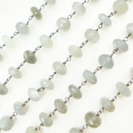 Load image into Gallery viewer, Grey Moonstone Oxidized Wire Chain. GMS2