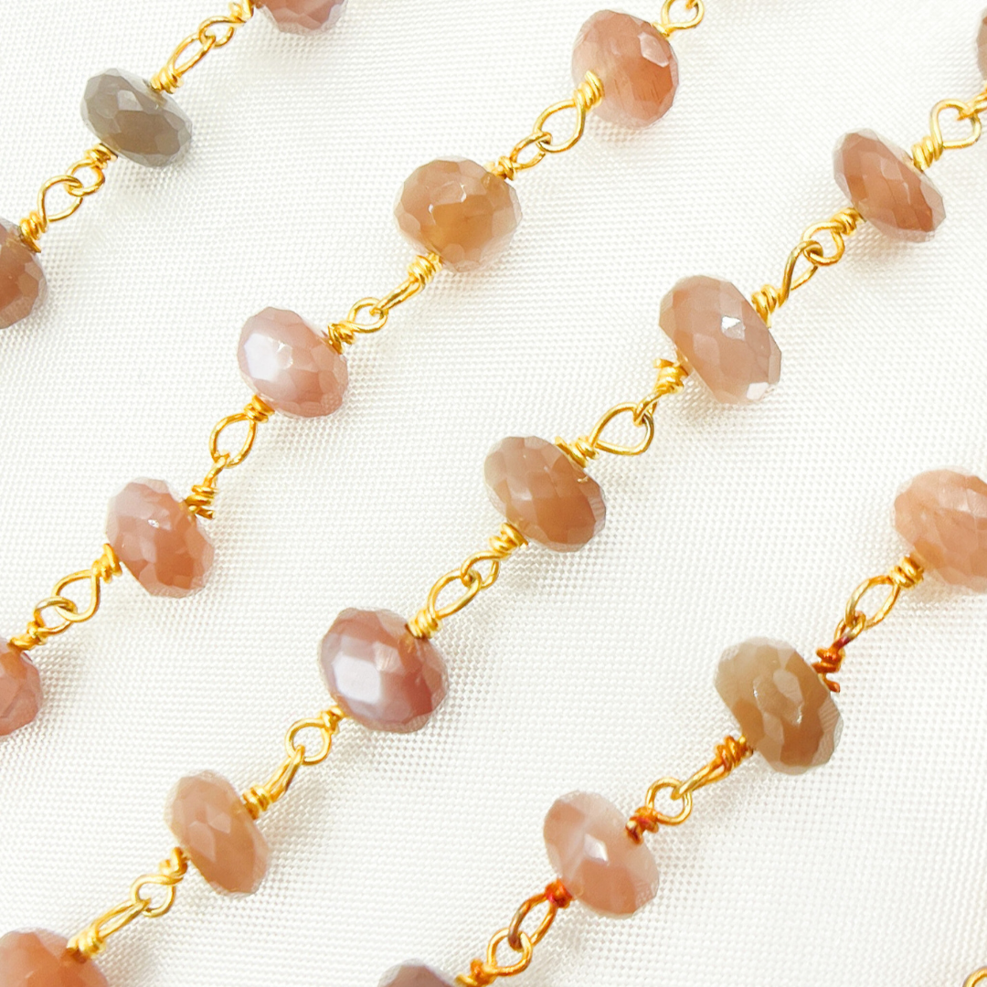 Chocolate Moonstone Gold Plated Wire Chain. MS43