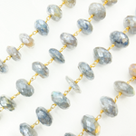 Load image into Gallery viewer, Coated Labradorite Faceted Rondel Gold Plated Wire Chain