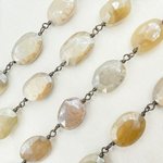 Load image into Gallery viewer, Coated Oval Moonstone Oxidized Wire Chain. CMS76