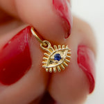 Load image into Gallery viewer, GDP264. 14K Solid Gold Diamond Evil Eye Charm