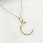 Load image into Gallery viewer, GDP70B. 14K Solid Gold Diamond Moon Charm