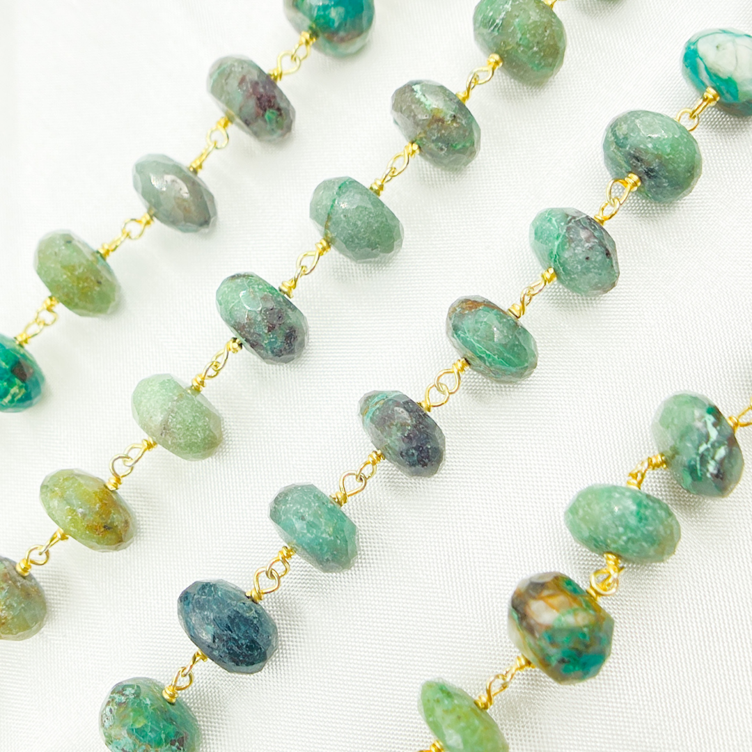 Chrysocolla Gold Plated Wire Chain. CSO9