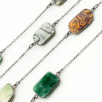 Load image into Gallery viewer, Multi Agate Rectangular Shape Bezel Oxidized Wire Chain. MAG1
