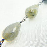 Load image into Gallery viewer, Labradorite Tear Drop Shape Oxidized Wire Chain. LAB92
