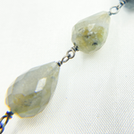 Load image into Gallery viewer, Labradorite Tear Drop Shape Oxidized Wire Chain. LAB92