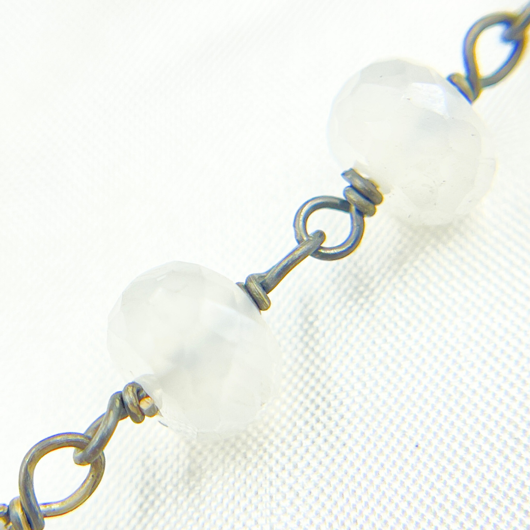 Coated Natural Chalcedony Oxidized Wire Chain. CNC1