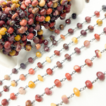Load image into Gallery viewer, Mookaite Oxidized 925 Sterling Silver Wire Chain. MOK1