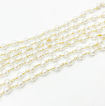 Load image into Gallery viewer, Round White Freshwater Pearl Wire Wrap Chain. PRL6