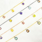 Load image into Gallery viewer, Multi Color Cubic Zirconia Square Shape Dangle Chain. CZ39